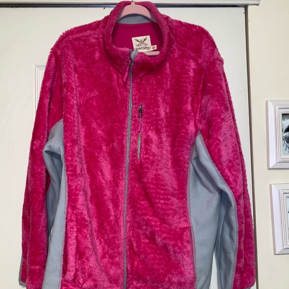 Pink Fuzzy Zip Up Jacket